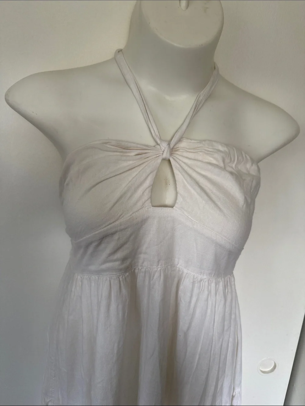 Abercrombie & Fitch White Strapless Halter Maxi Dress Petite Large